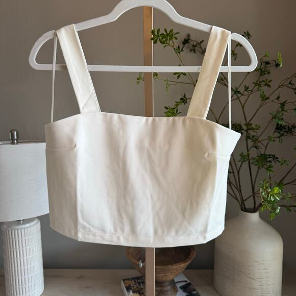Sage The Label Cream Wide Strap Crop Top Size M NWT - Picture 2 of 6